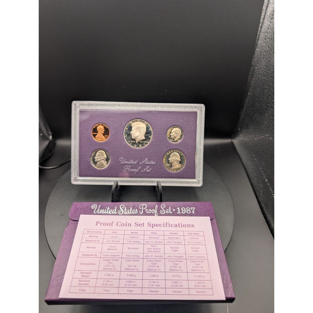 1987 U.S. Mint Proof Set w/ Box & COA - Toning on Quarter and Dime